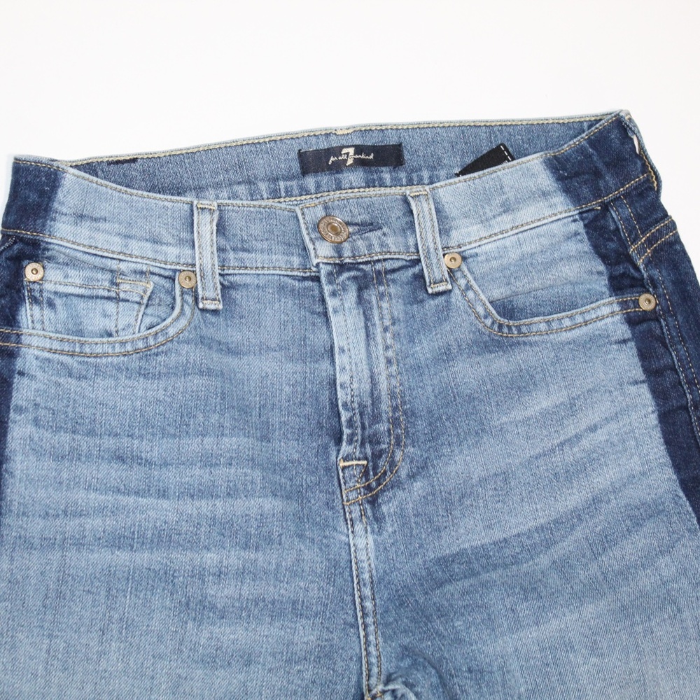 7 For All Mankind Jeans Kiki With Shadow Side Seam In Gold Coast Waves Size 26 - Picture 6 of 7